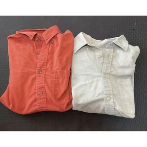 Mixed Brand Mens Shirts Large Multicolor Long Sleeve Casual Button Down Lot Of 2